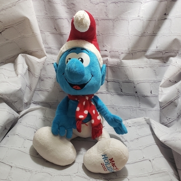 The Smurfs Macy's Holiday 2010 Plush 24-inch Santa Hat Scarf Stuffed Animal Toy - Picture 1 of 11